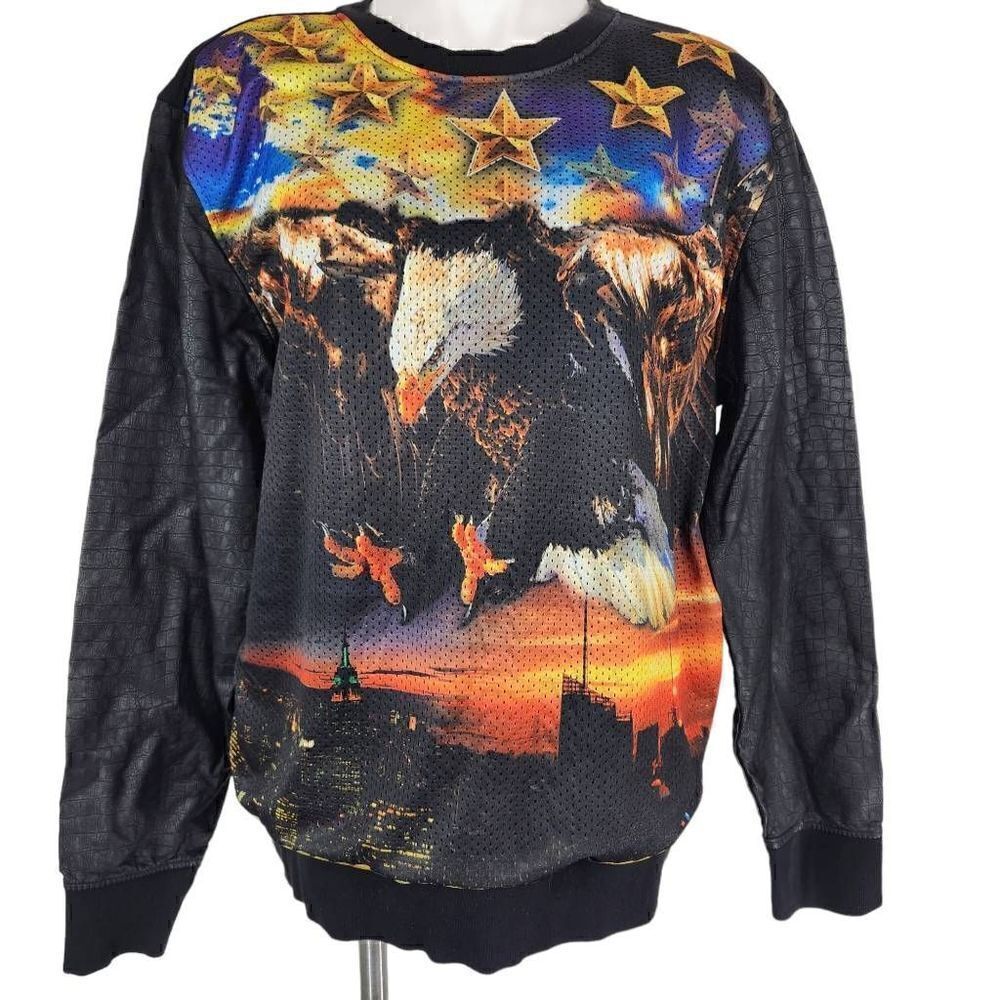 Vintage Royal Army Eagle City print croc long sleeve top Size XL
